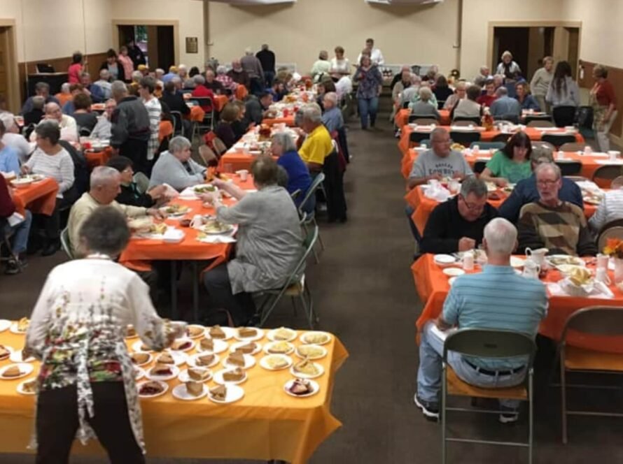 Church luncheon overhead shot